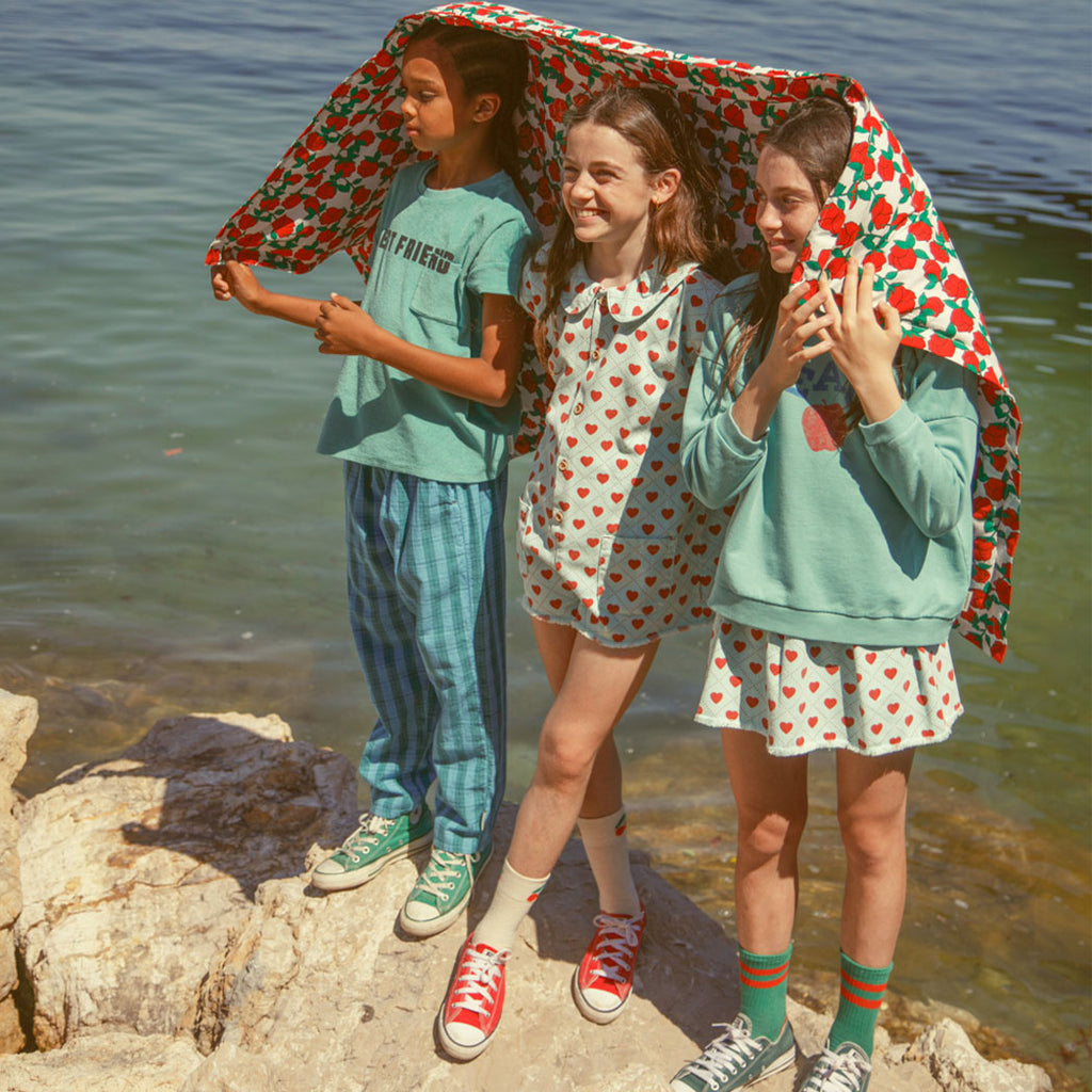 Piupiuchick Kinder Frotteé T-Shirt turquoise w/ "best friend" print bei Yay Kids
