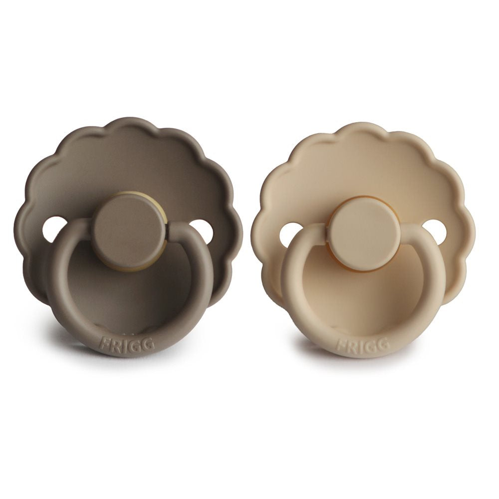 Frigg Nuggi 2er Pack Silikon Daisy Croissant/ Portobello 0-6M bei Yay Kids