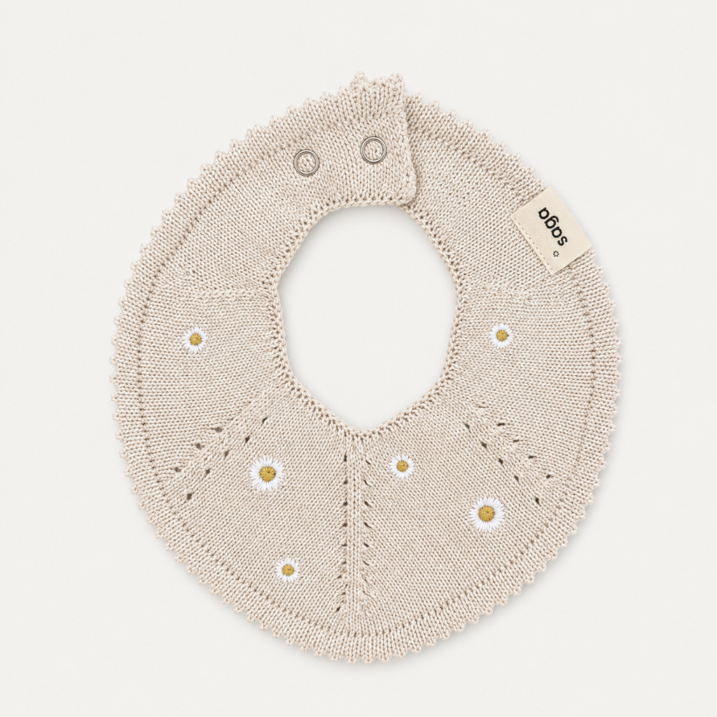 Knitted Baby Bib - Petite Daisy
