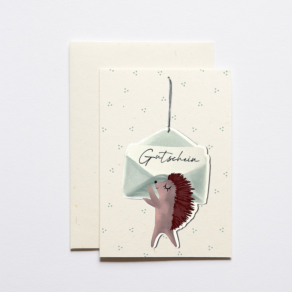 Atelier Sasu Grusskarte Gutschein mit Igel in Mint bei Yay Kids