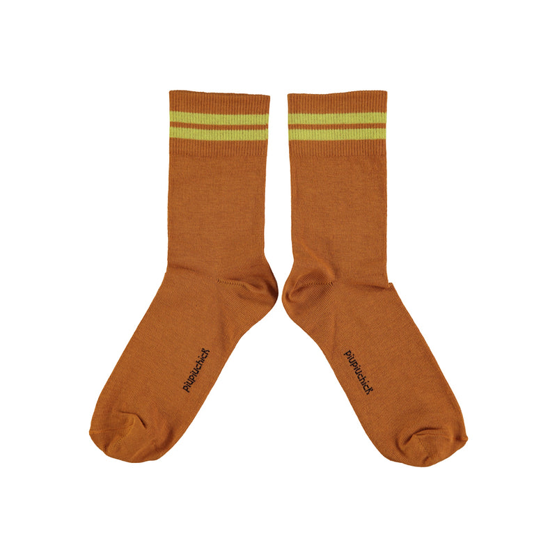 Piupiuchick Kinder Socken Camel with yellow stripes bei Yay Kids