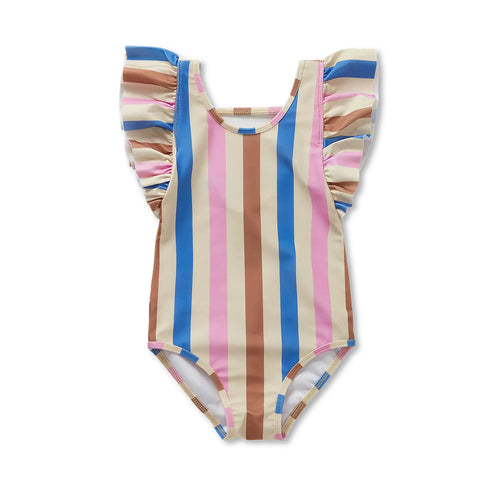 Sproet & Sprout Badeanzug Ruffles Multi Stripes Sesame bei Yay Kids