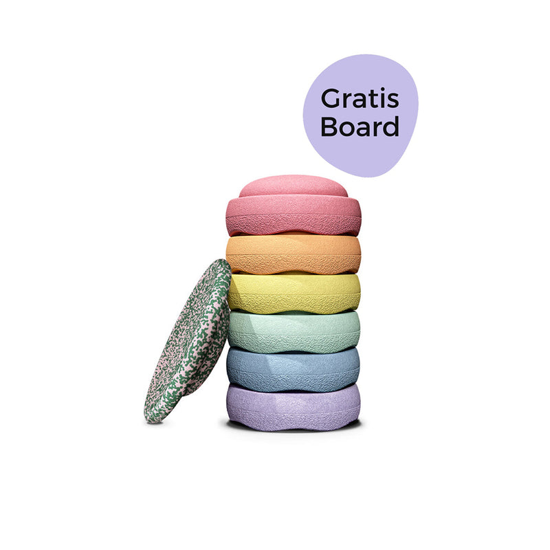 Stapelstein® Blush Special Rainbow Set Pastel (6 + free Board Dark Green & Blush)