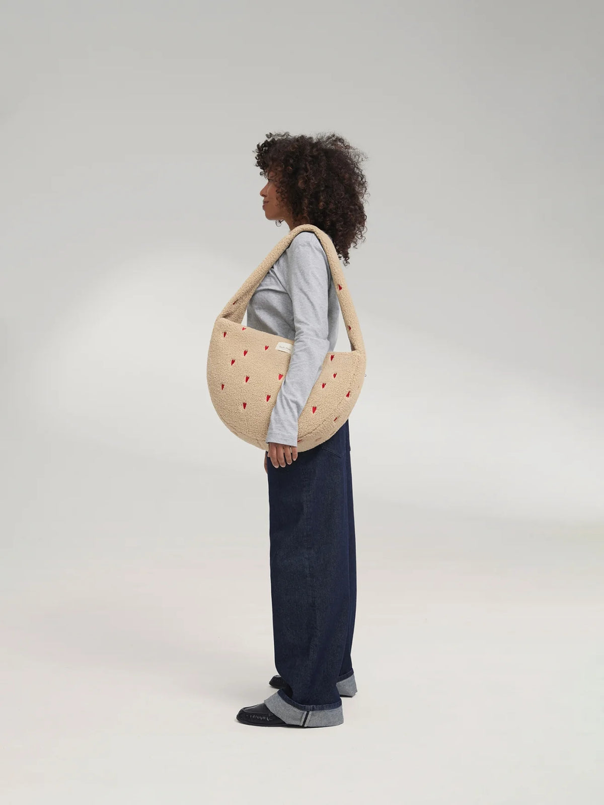 Umhängetasche "Cross Body Bag" Teddy Ecru Heart