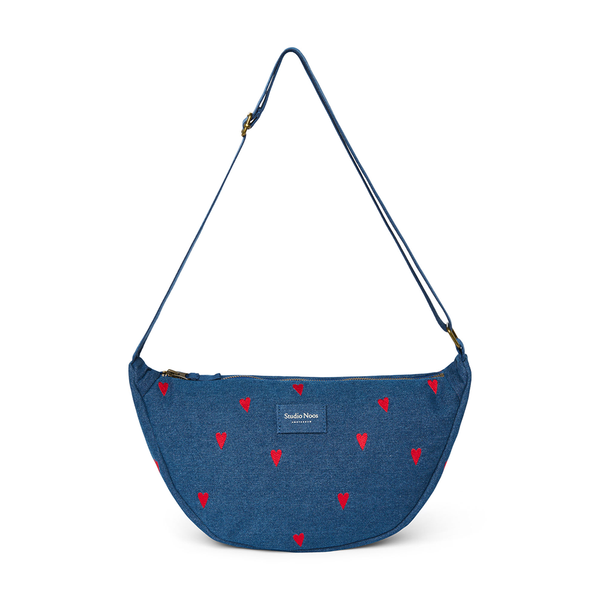 Frauen Fanny Pack 'Denim' Dark Blue Red Hearts