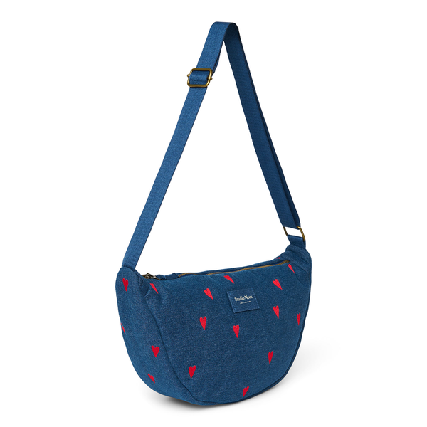 Frauen Fanny Pack 'Denim' Dark Blue Red Hearts