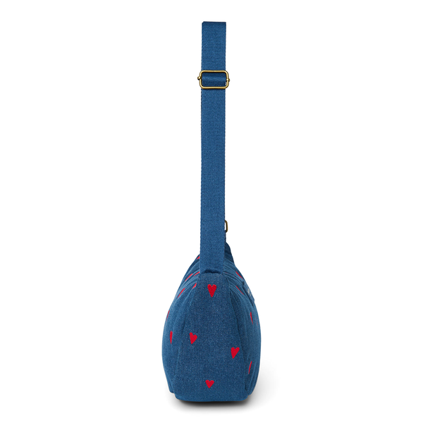 Frauen Fanny Pack 'Denim' Dark Blue Red Hearts