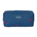 Necessaire 'Denim' Dark Blue Red Hearts