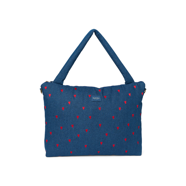 Wickeltasche 'Denim' Dark Blue Red Hearts