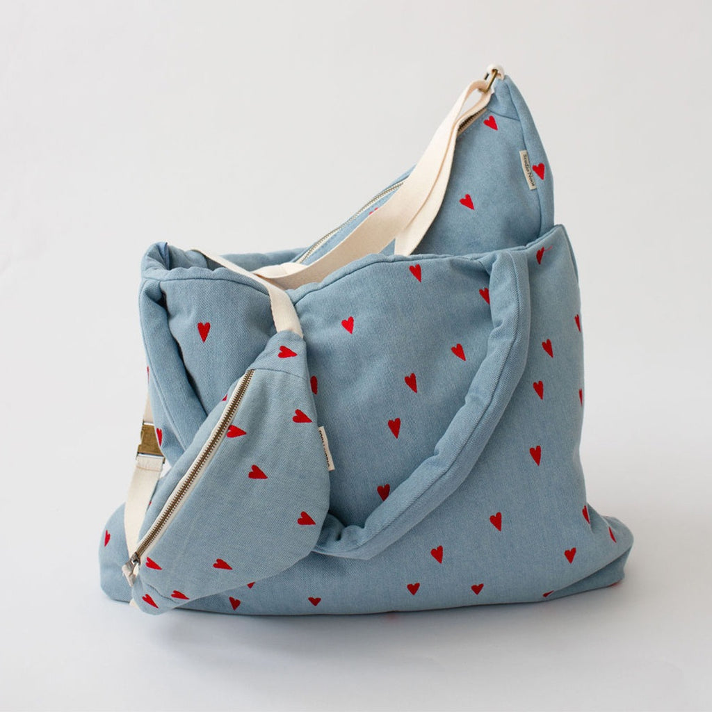 Tote Bag "Mom Bag" Denim Hearts