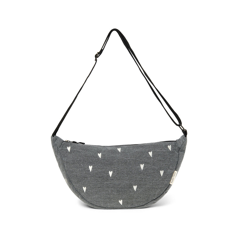 Frauen Fanny Pack Grey Denim Hearts