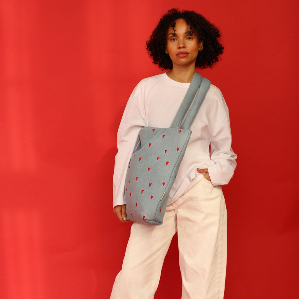 Tote Bag "Mom Bag" Denim Hearts