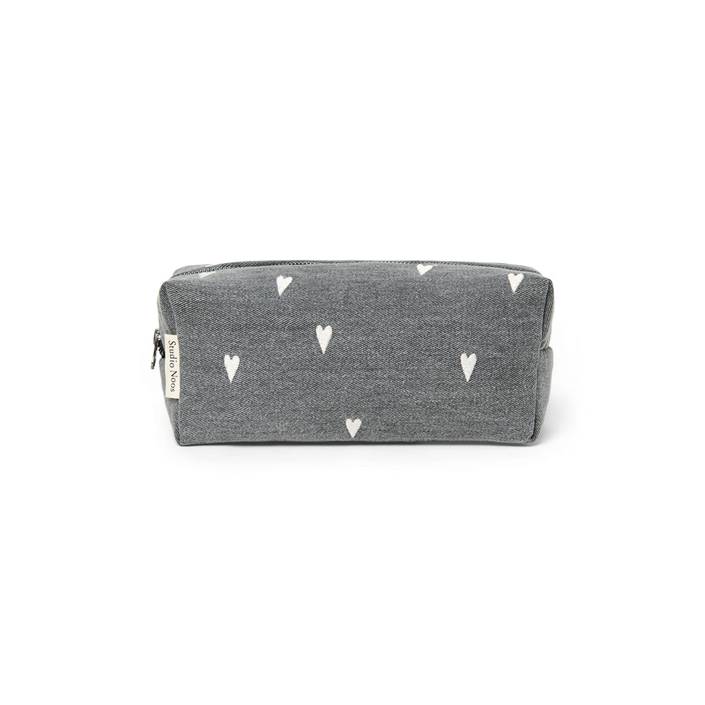 Studio Noos Necessaire Pouch Grey Denim Hearts bei Yay Kids