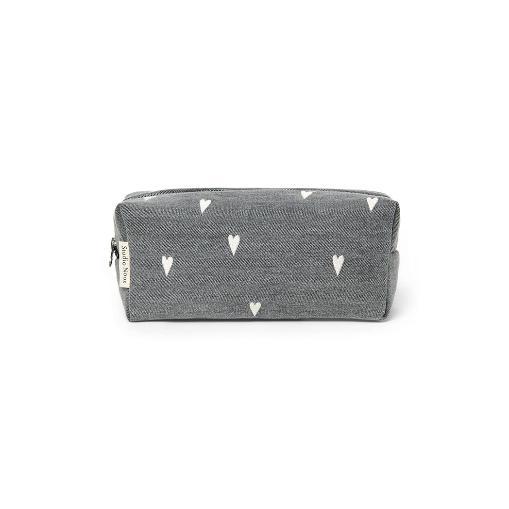 Studio Noos Necessaire Pouch Grey Denim Hearts bei Yay Kids
