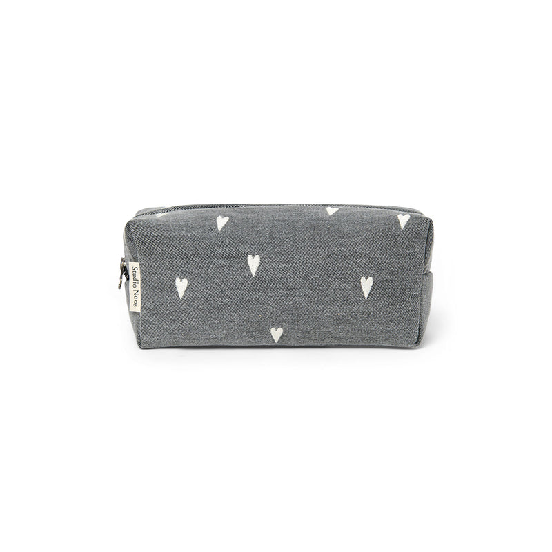 Studio Noos Necessaire Pouch Grey Denim Hearts bei Yay Kids