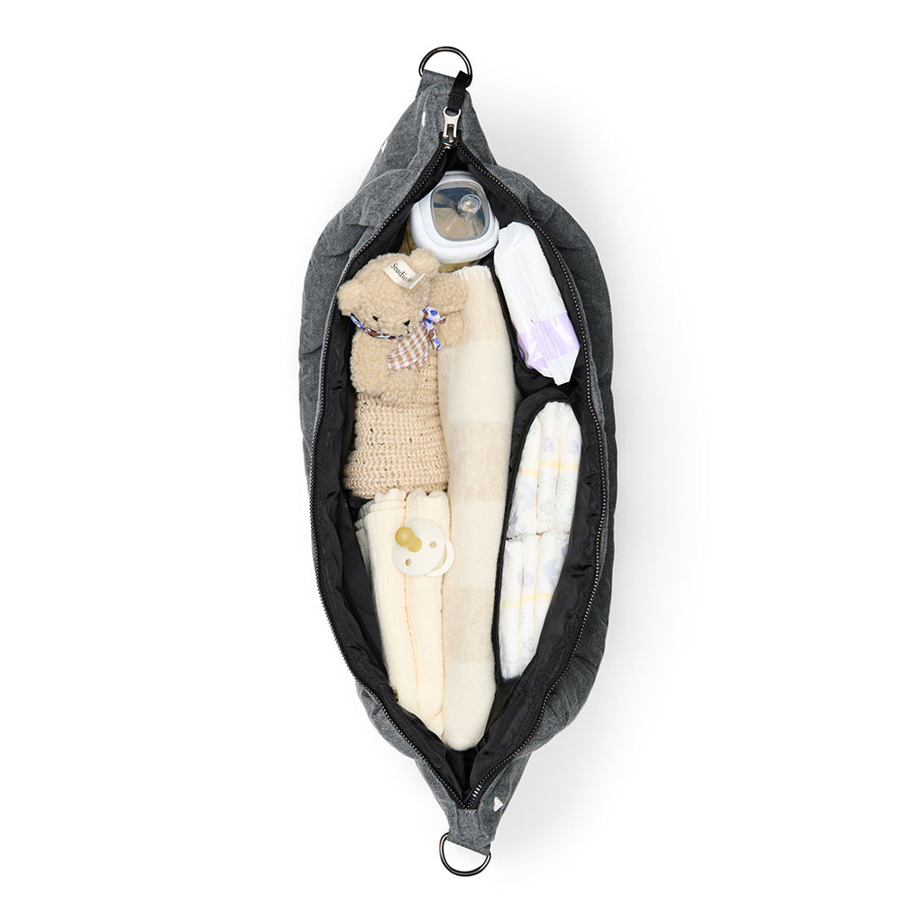 Studio Noos Wickeltasche "Diaper Bag" Grey Denim Hearts bei Yay Kids
