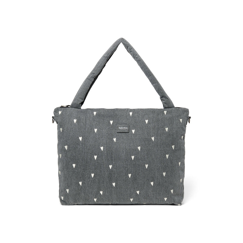 Studio Noos Wickeltasche "Diaper Bag" Grey Denim Hearts bei Yay Kids