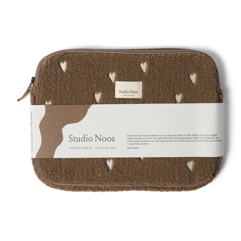 Teddy Hearts Laptop Sleeve Brown 13 Inch