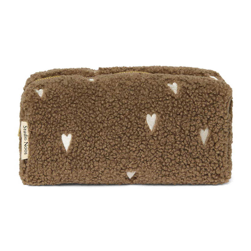 Studio Noos Necessaire Chunky Pouch Teddy Hearts Brown bei Yay Kids