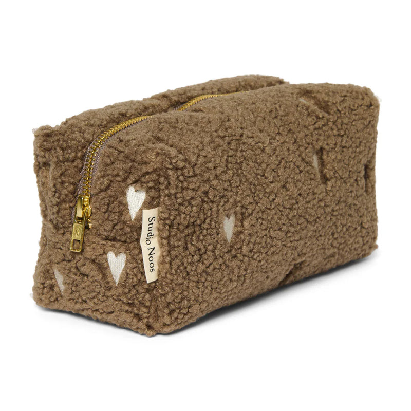 Studio Noos Necessaire Chunky Pouch Teddy Hearts Brown bei Yay Kids