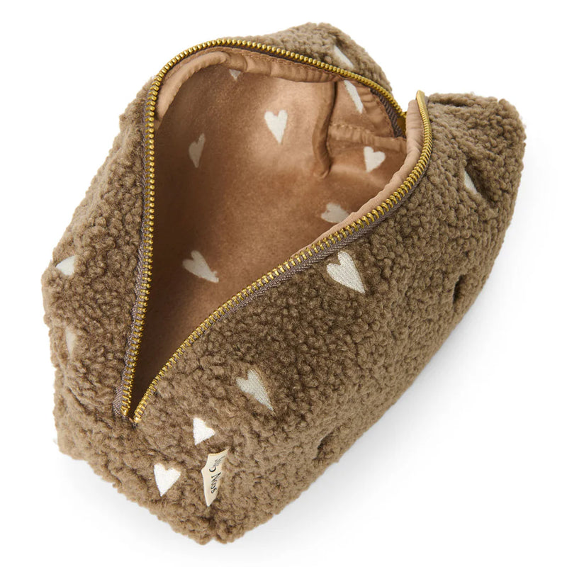 Studio Noos Necessaire Chunky Pouch Teddy Hearts Brown bei Yay Kids