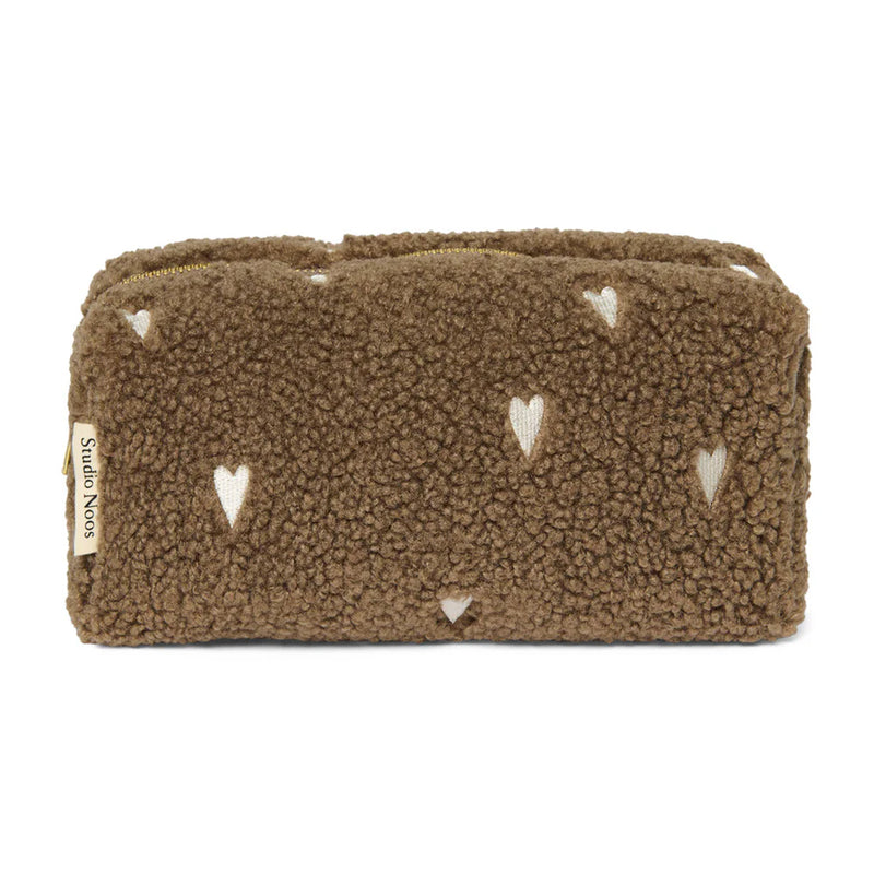 Studio Noos Necessaire Chunky Pouch Teddy Hearts Brown bei Yay Kids