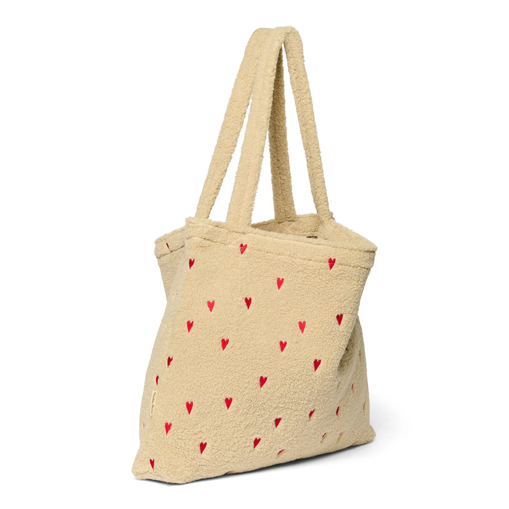Studio Noos Mom-Bag Chunky Teddy Hearts Ecru bei Yay Kids