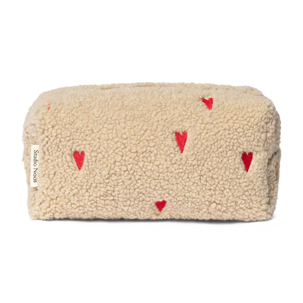Studio Noos Necessaire Chunky Pouch Teddy Hearts Ecru bei Yay Kids
