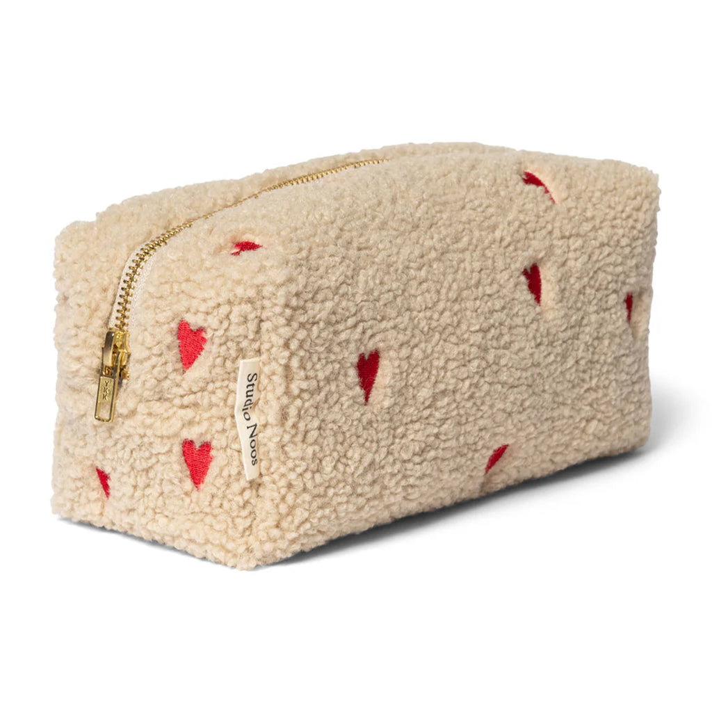 Studio Noos Necessaire Chunky Pouch Teddy Hearts Ecru bei Yay Kids