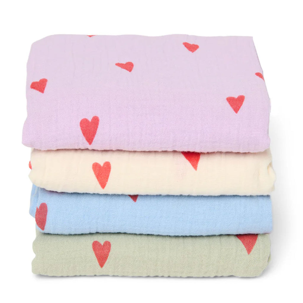 Studio Noos Swaddle Hearts Lilac 70 x 70 cm bei Yay Kids