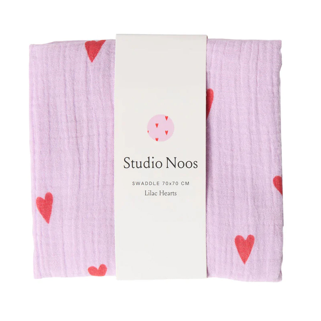 Studio Noos Swaddle Hearts Lilac 70 x 70 cm bei Yay Kids