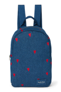 Mini Rucksack Dark Blue Red Hearts Denim