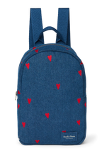 Mini Rucksack Dark Blue Red Hearts Denim
