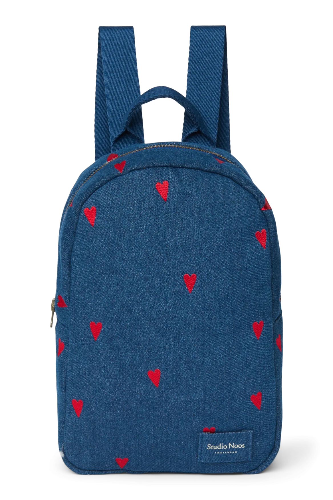 Mini Rucksack Dark Blue Red Hearts Denim