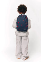Mini Rucksack Dark Blue Red Hearts Denim
