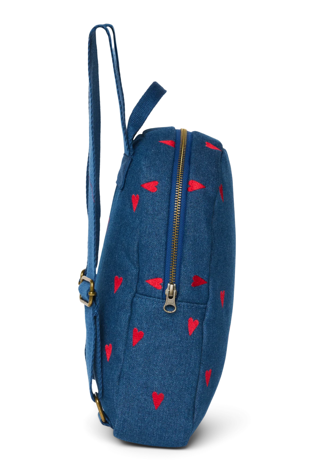Mini Rucksack Dark Blue Red Hearts Denim