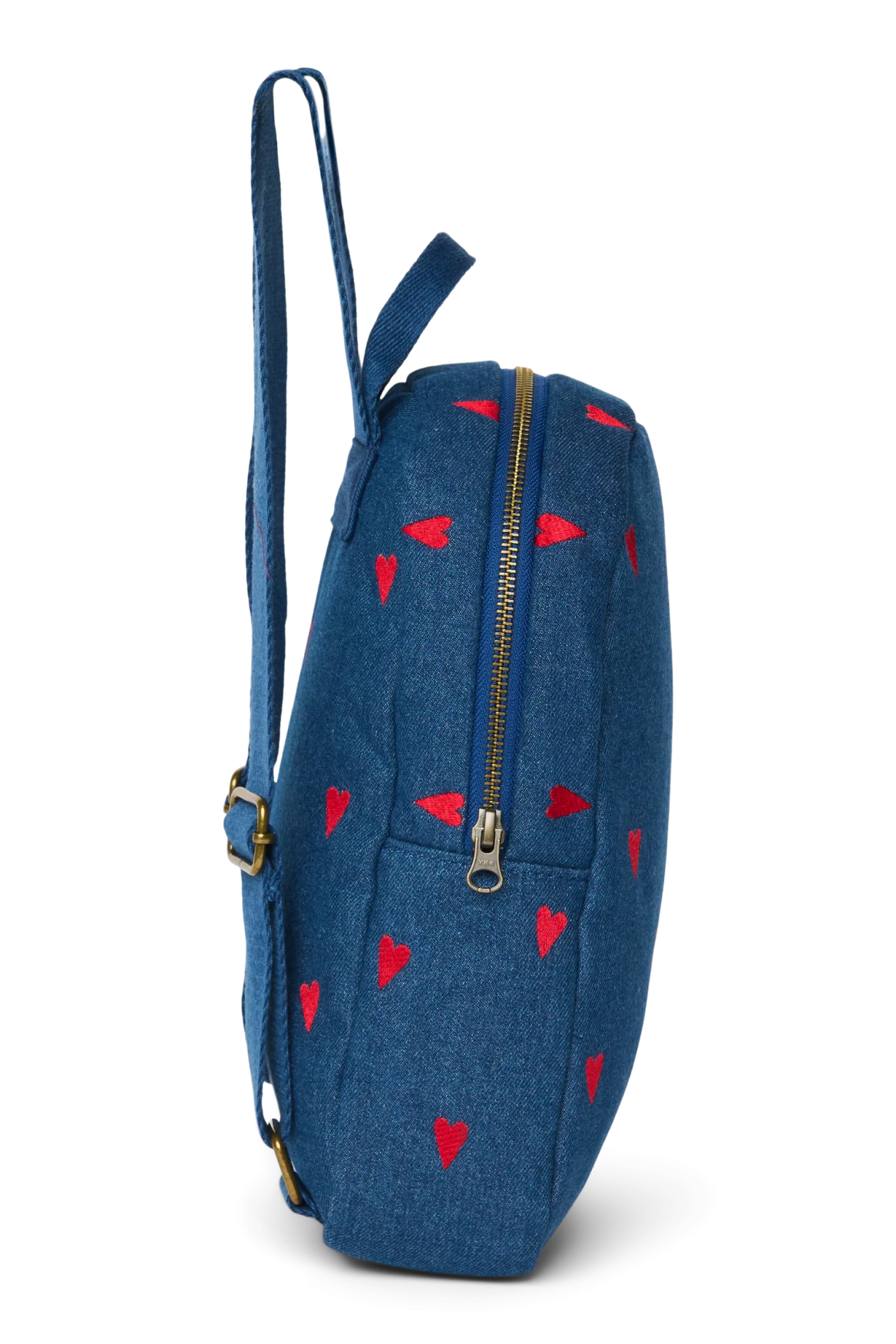 Mini Rucksack Dark Blue Red Hearts Denim