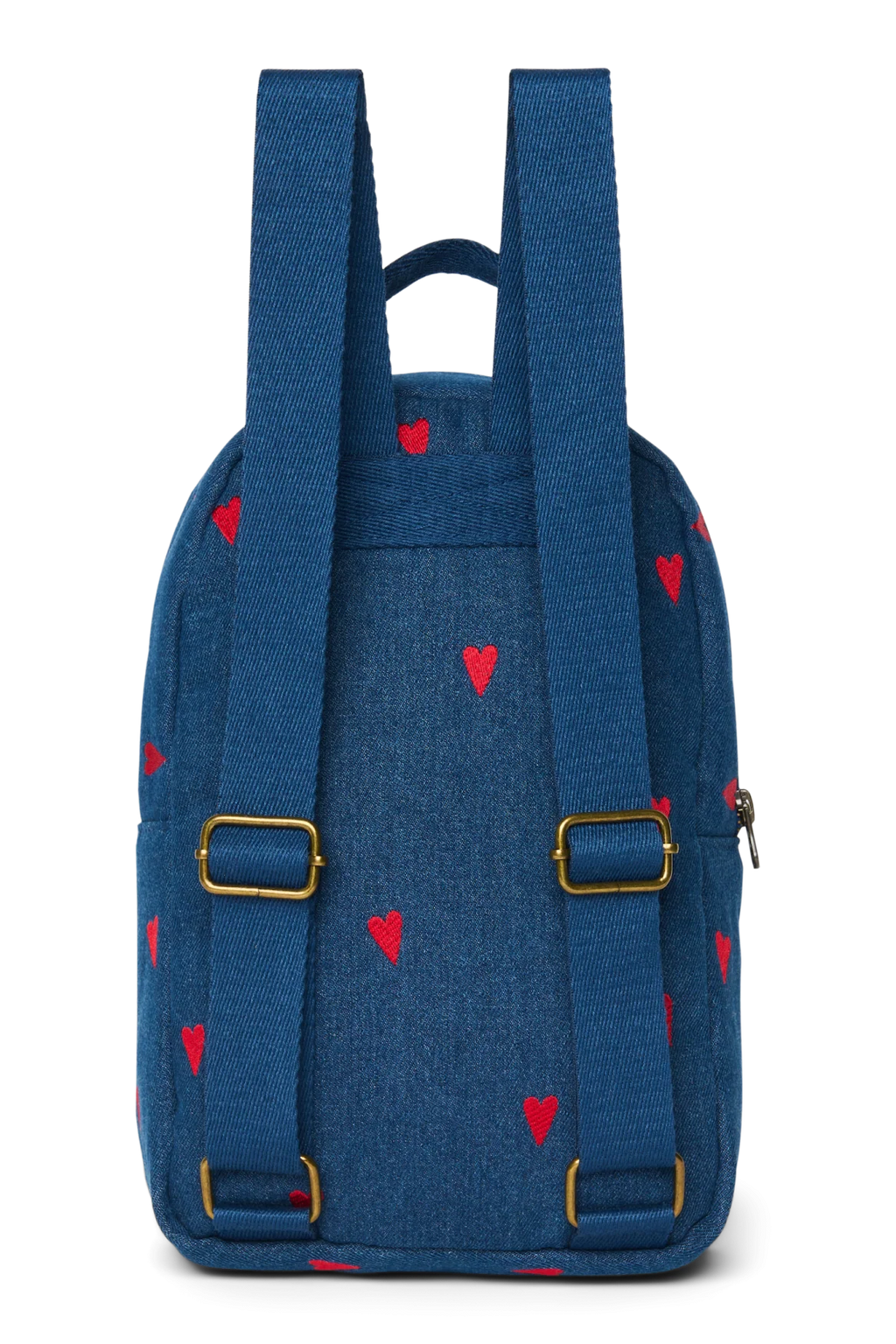 Mini Rucksack Dark Blue Red Hearts Denim