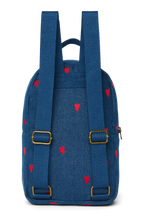 Mini Rucksack Dark Blue Red Hearts Denim
