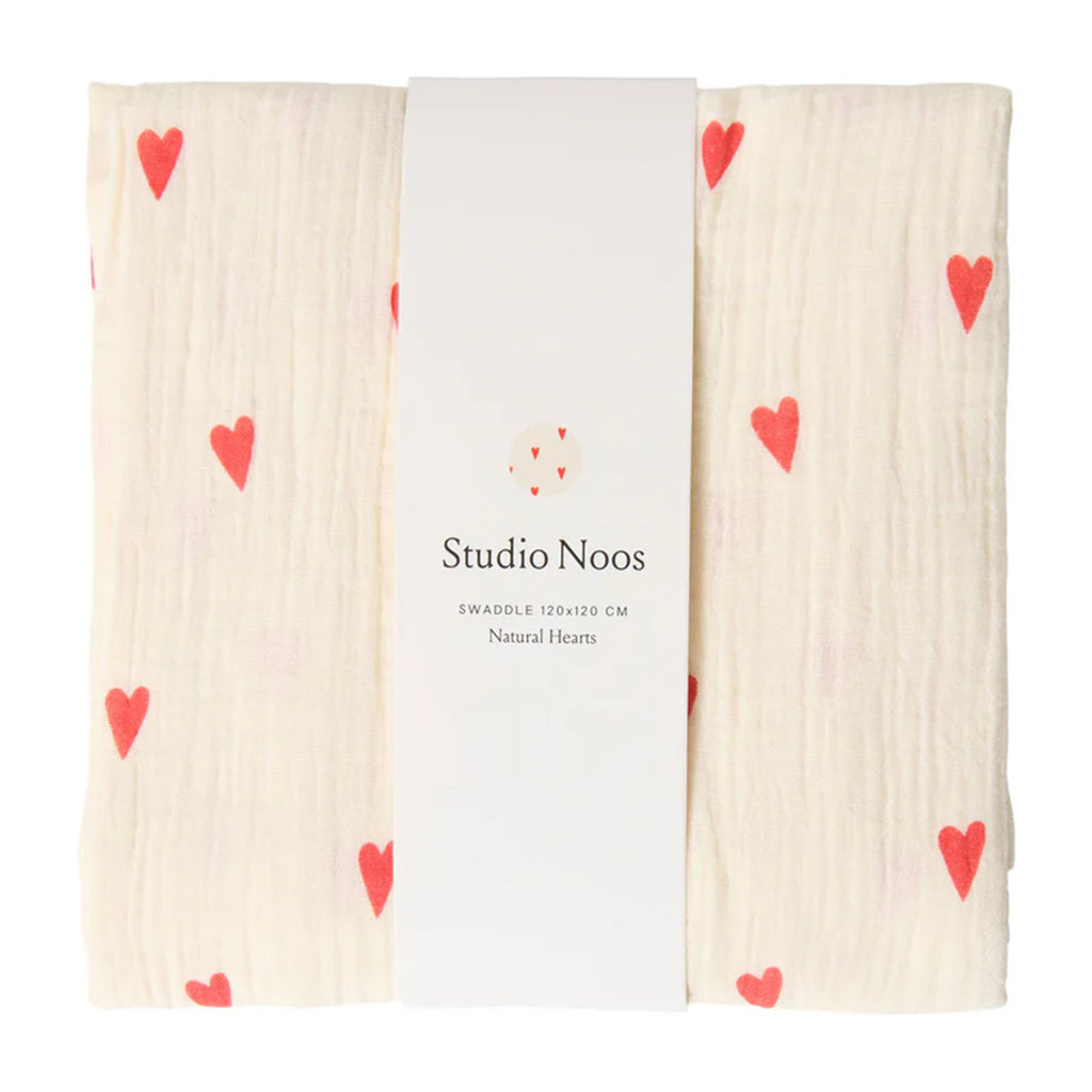 Studio Noos Swaddle Hearts Neutral 120 x 120 cm bei Yay Kids