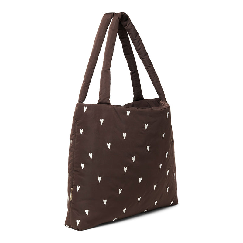 Mom Bag Puffy Brown Hearts