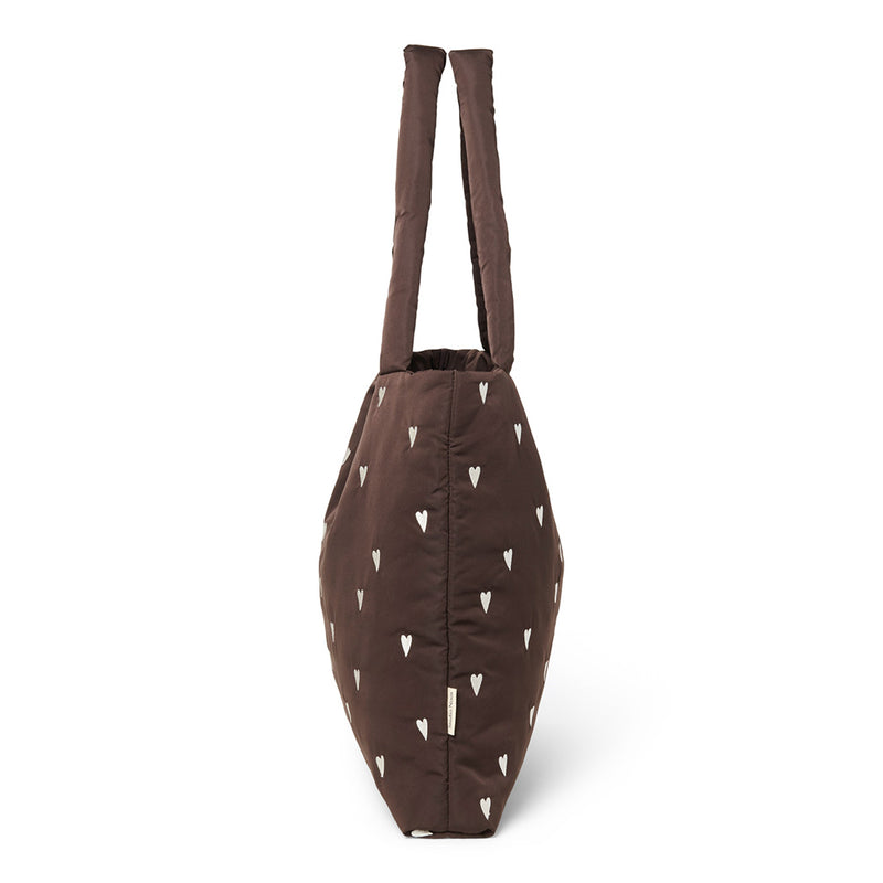 Mom Bag Puffy Brown Hearts