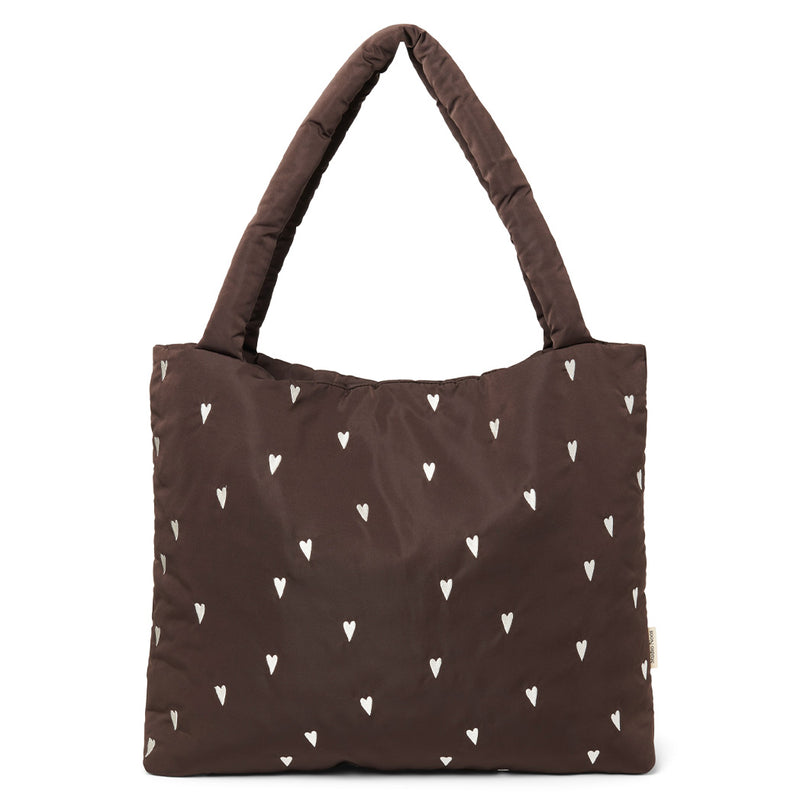 Mom Bag Puffy Brown Hearts