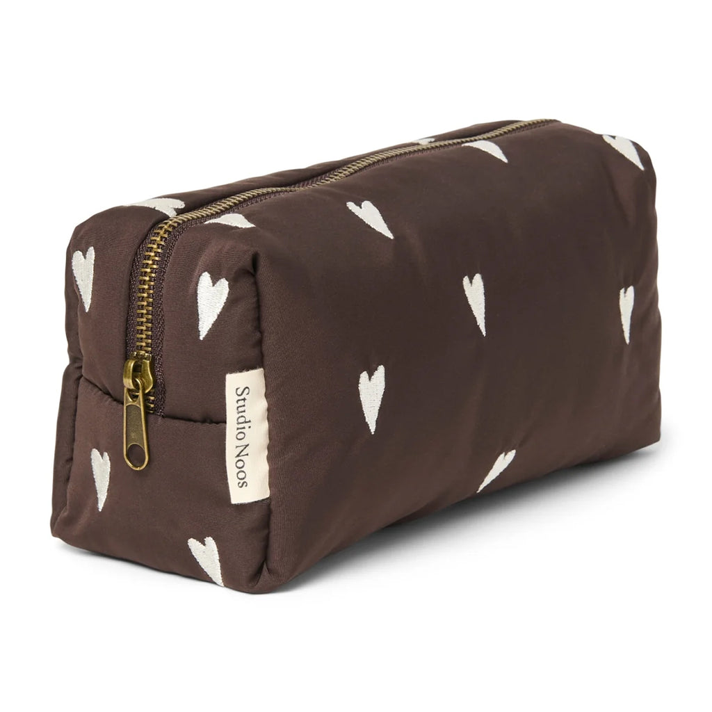 Studio Noos Necessaire Puffy Brown Hearts bei Yay Kids