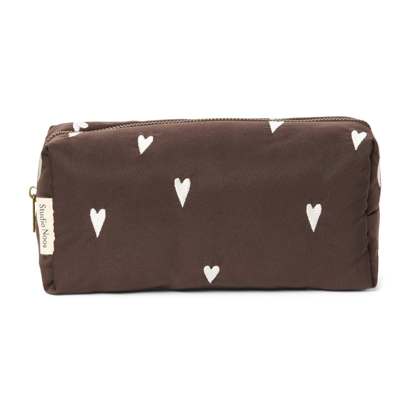 Studio Noos Necessaire Puffy Brown Hearts bei Yay Kids