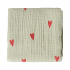 Studio Noos Swaddle Hearts Sage Green 70 x 70 cm bei Yay Kids