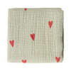 Studio Noos Swaddle Hearts Sage Green 70 x 70 cm bei Yay Kids