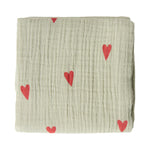 Studio Noos Swaddle Hearts Sage Green 70 x 70 cm bei Yay Kids