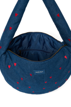 Umhängetasche "Cross Body Bag" Denim Dark Blue Red Hearts