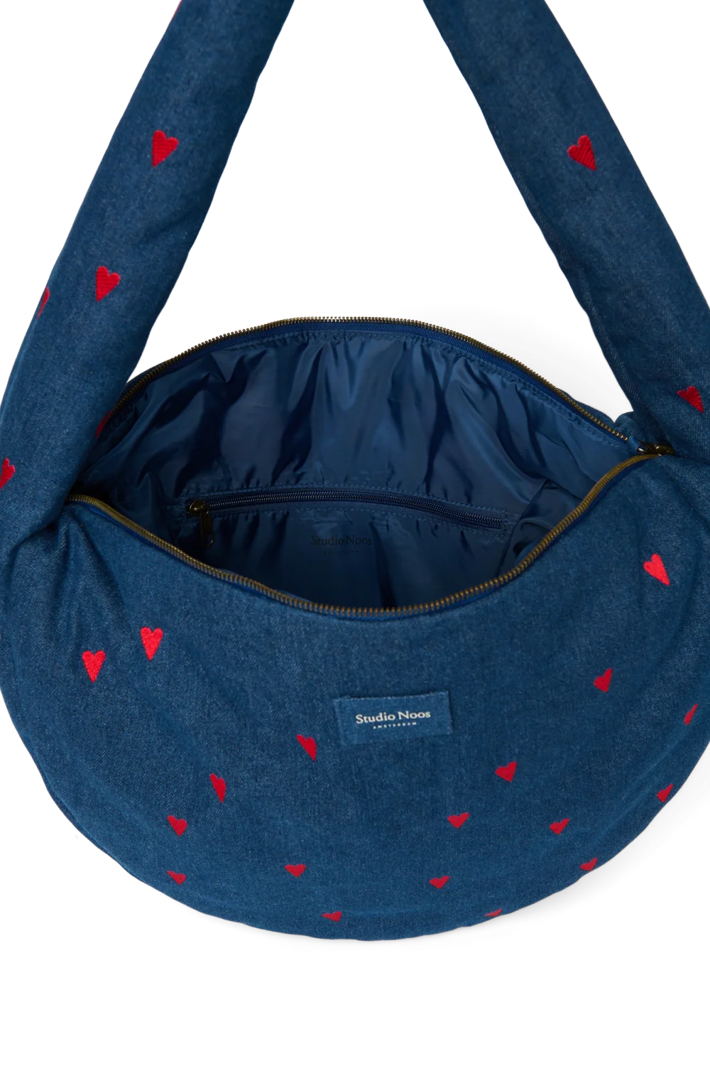 Umhängetasche "Cross Body Bag" Denim Dark Blue Red Hearts